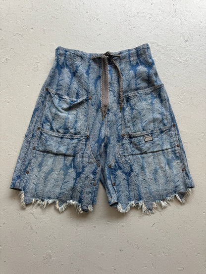 Kapital  Denim Double Knee Feather Shorts (4)