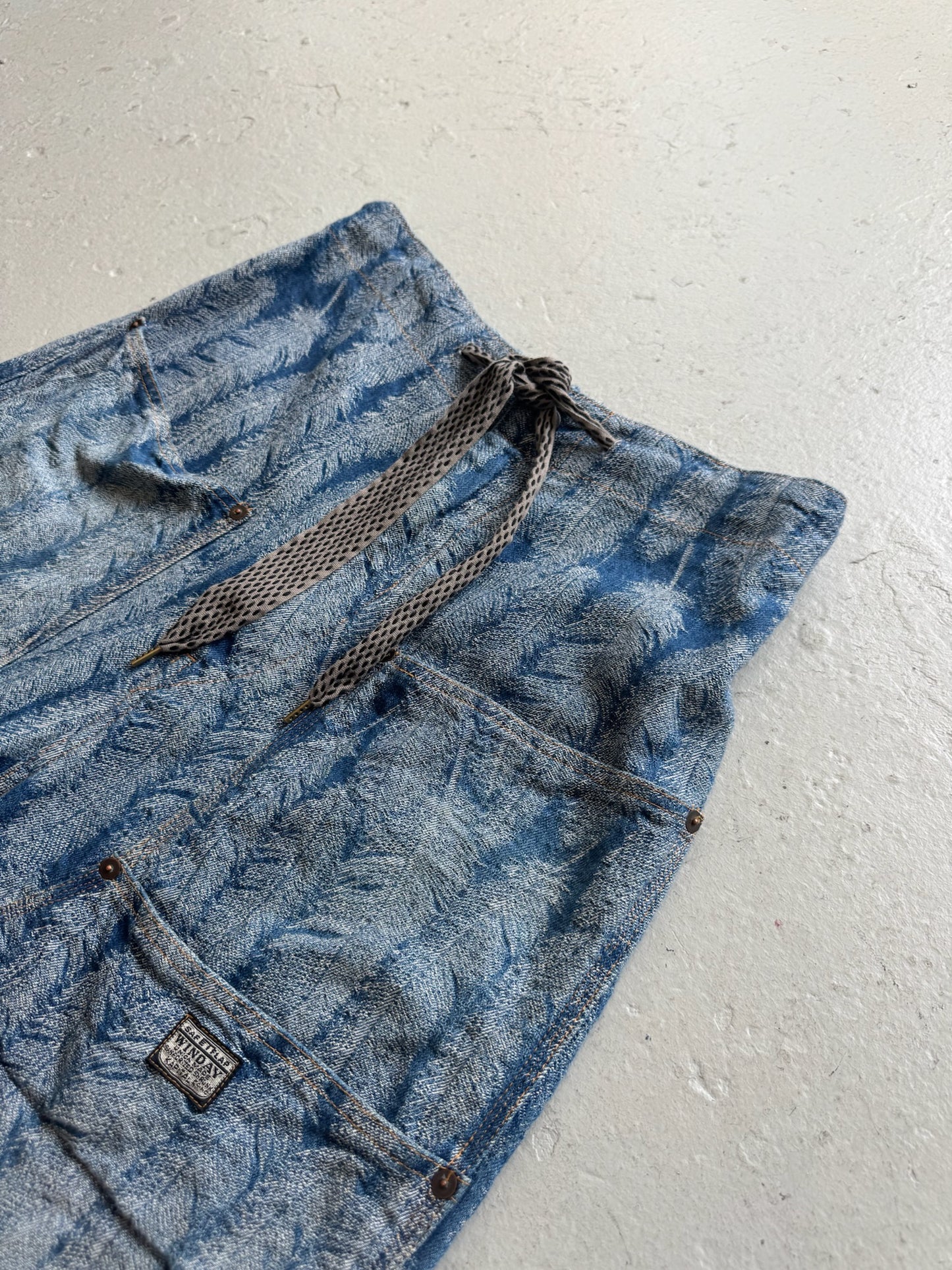 Kapital  Denim Double Knee Feather Shorts (4)