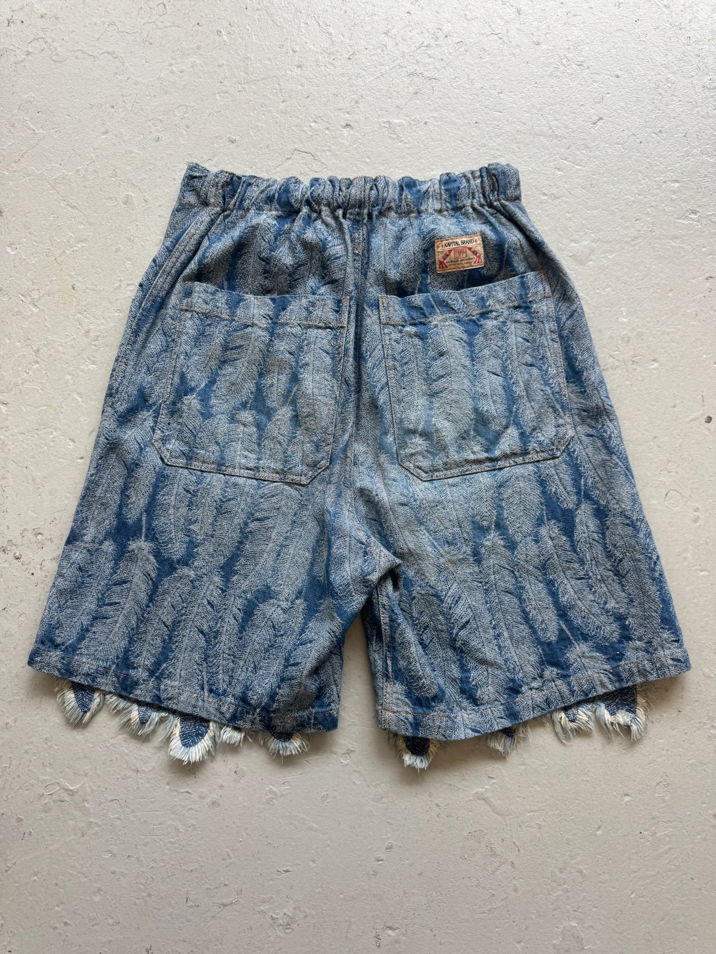 Kapital  Denim Double Knee Feather Shorts (4)