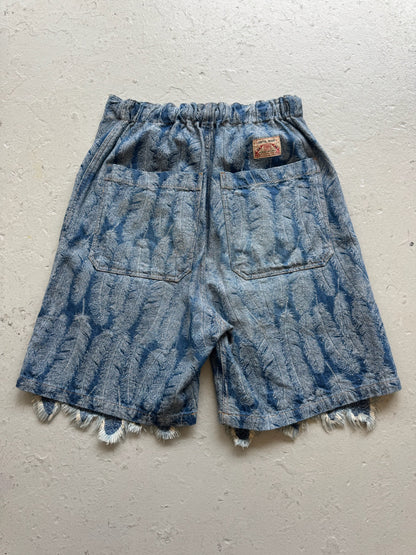 Kapital  Denim Double Knee Feather Shorts (4)