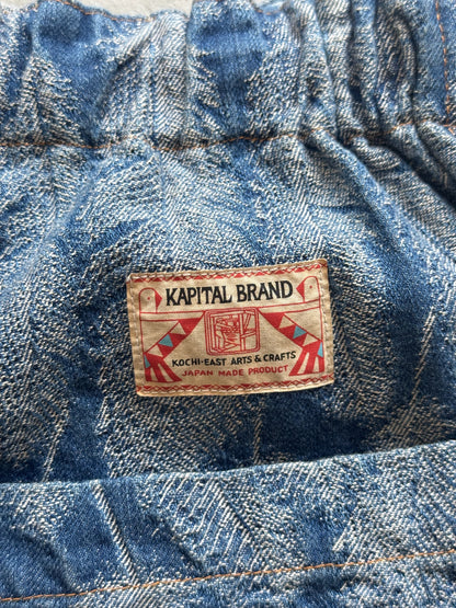 Kapital  Denim Double Knee Feather Shorts (4)