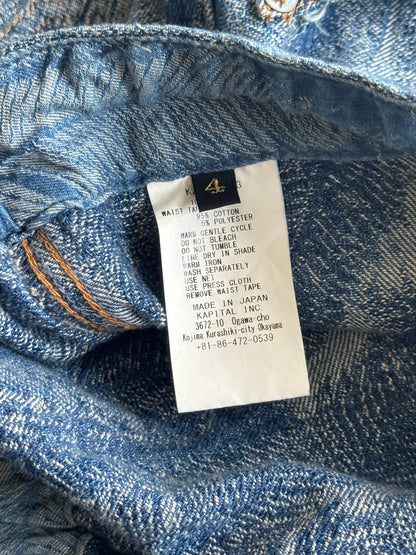 Kapital  Denim Double Knee Feather Shorts (4)