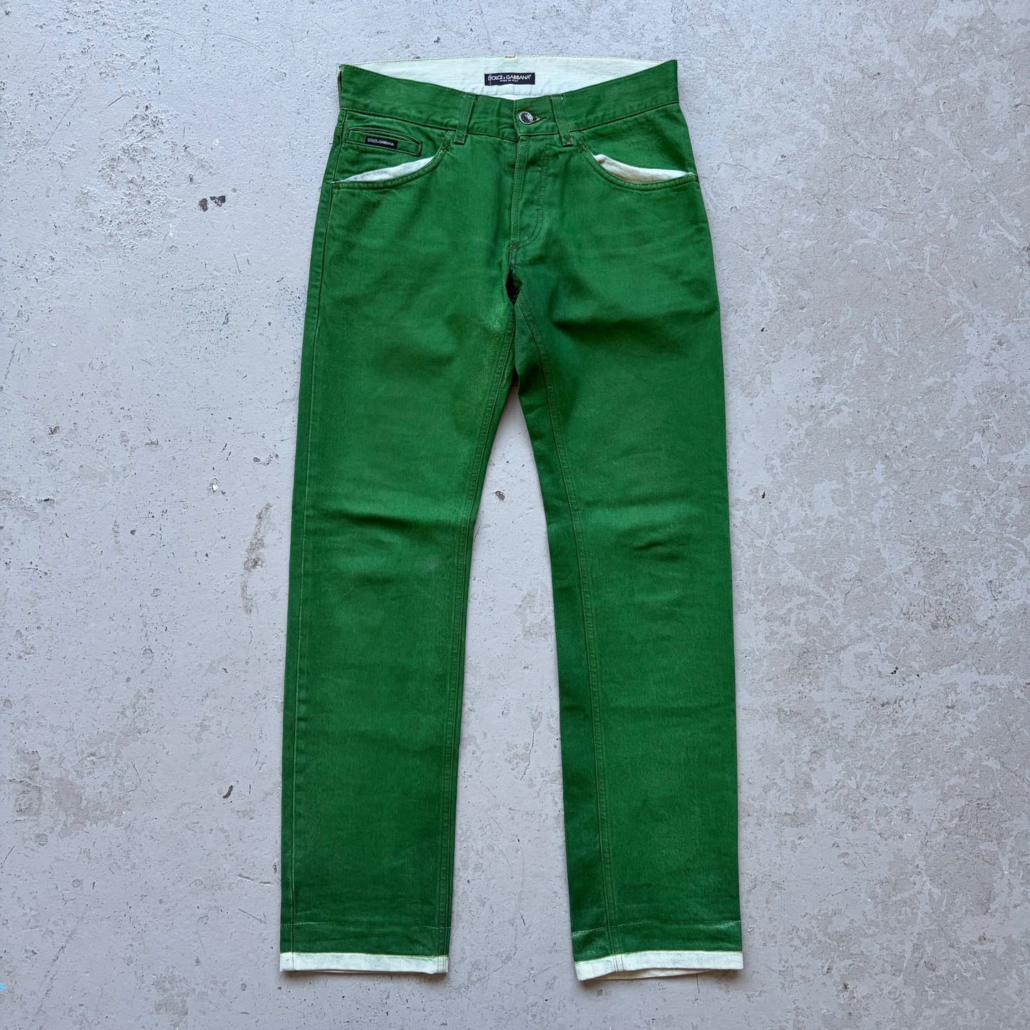 Dolce & Gabbana Green Painted Denim (44)