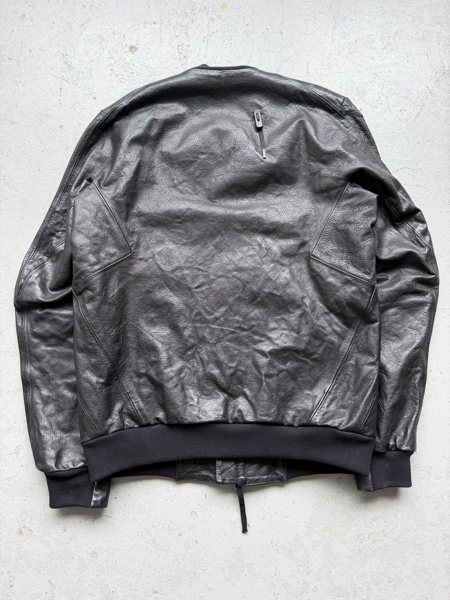 Boris Bidjan Saberi J3 Oil Washed Black Leather Jacket (M)