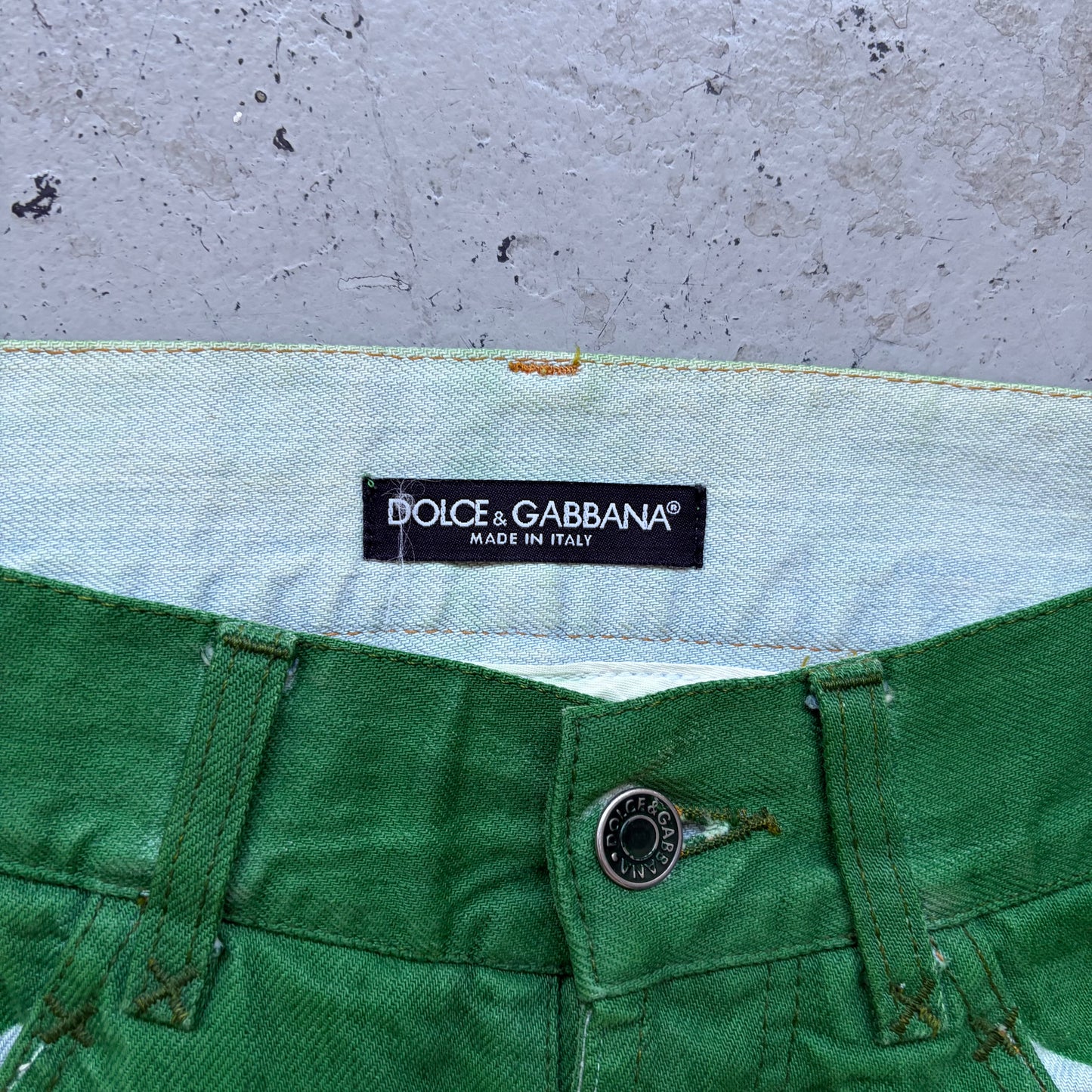 Dolce & Gabbana Green Painted Denim (44)