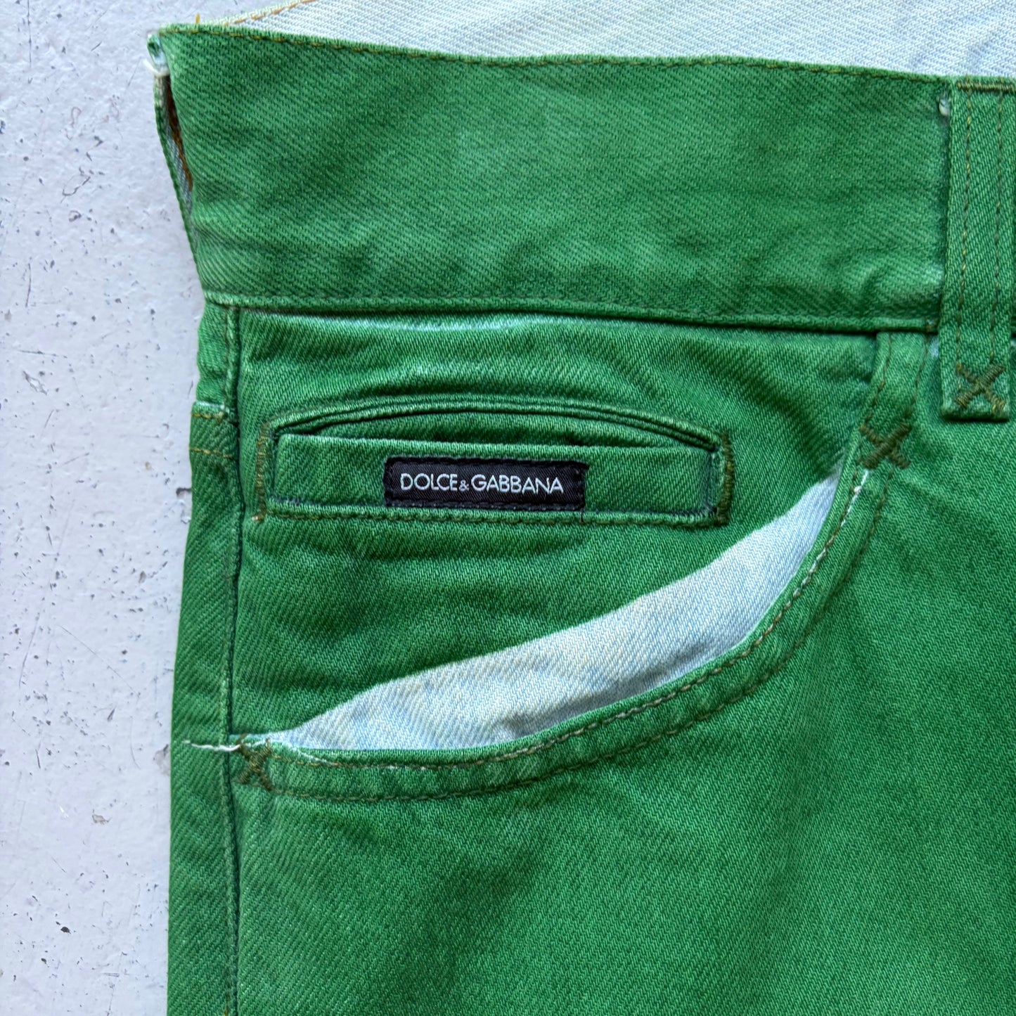 Dolce & Gabbana Green Painted Denim (44)