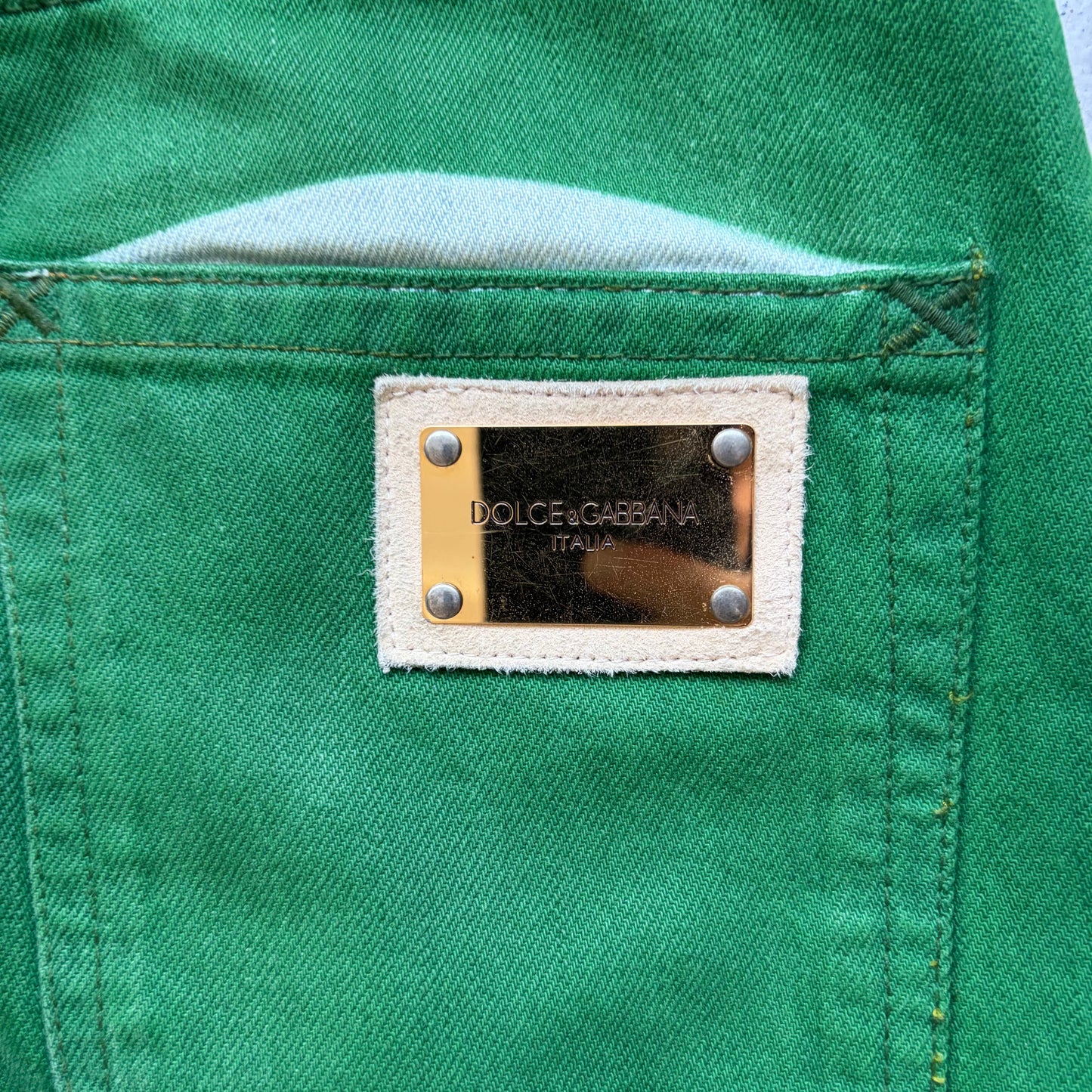 Dolce & Gabbana Green Painted Denim (44)