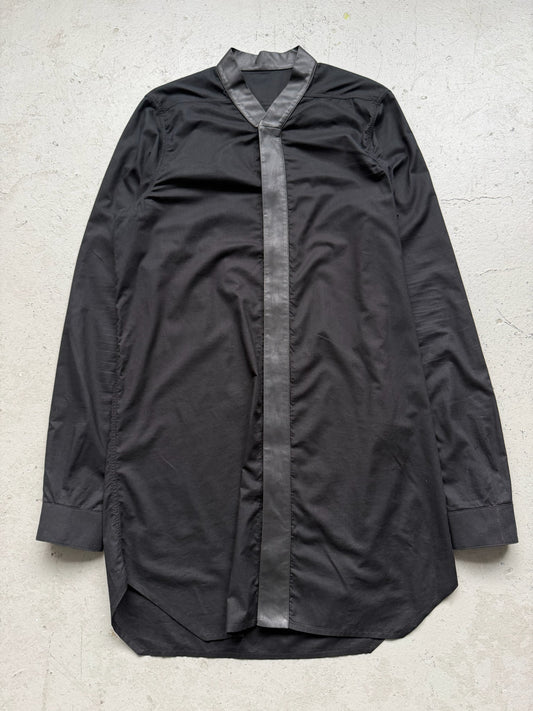 Rick Owens SS16 CYCLOPS Black Leather Trimmed Faun Button Up (50)