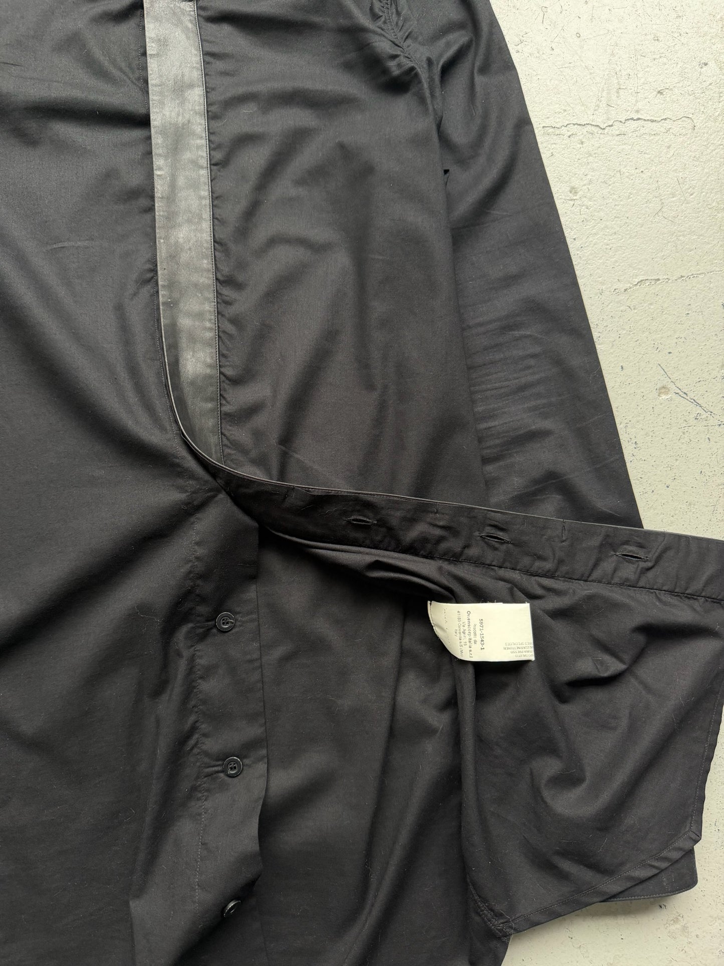 Rick Owens SS16 CYCLOPS Black Leather Trimmed Faun Button Up (50)