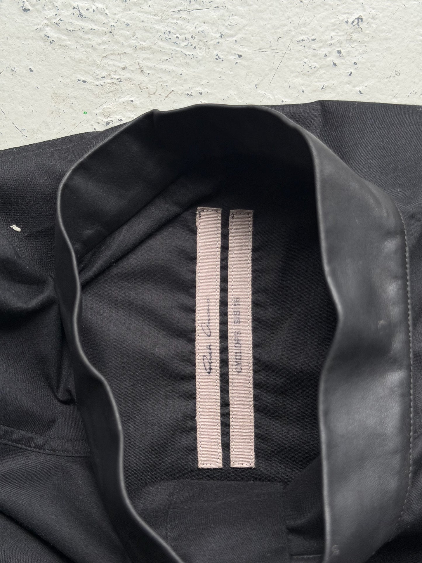 Rick Owens SS16 CYCLOPS Black Leather Trimmed Faun Button Up (50)