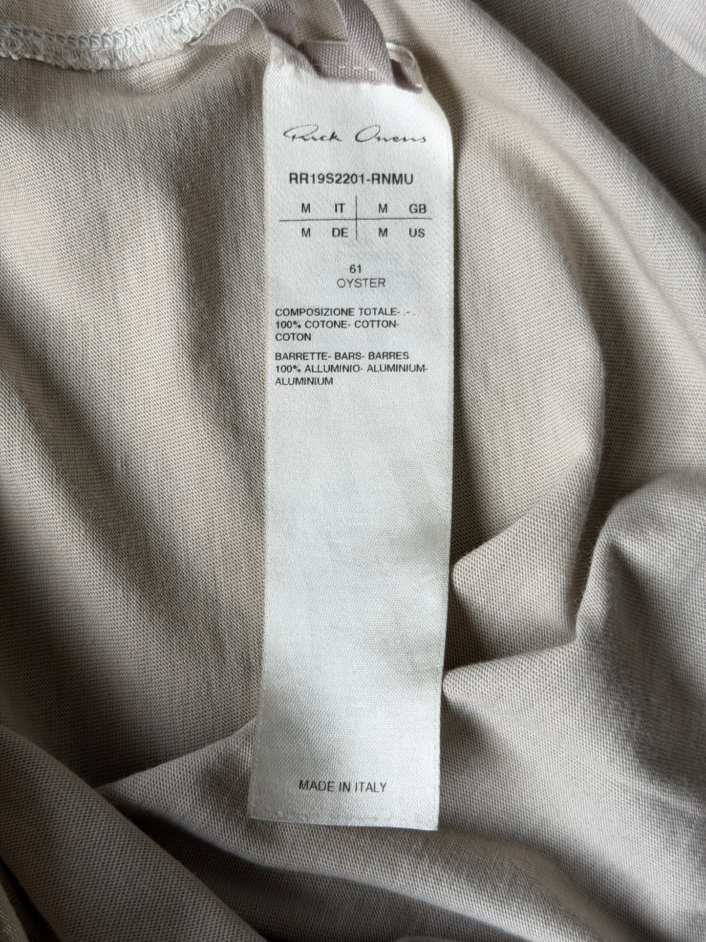 Rick Owens SS19 BABEL Oyster Loose Rod Short Sleeve (M) (Copy)