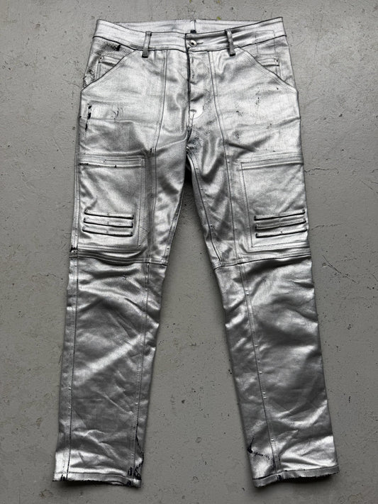 Rick Owens DRKSHDW FW19 Aluminum Waxed Nagakin Jeans (M)