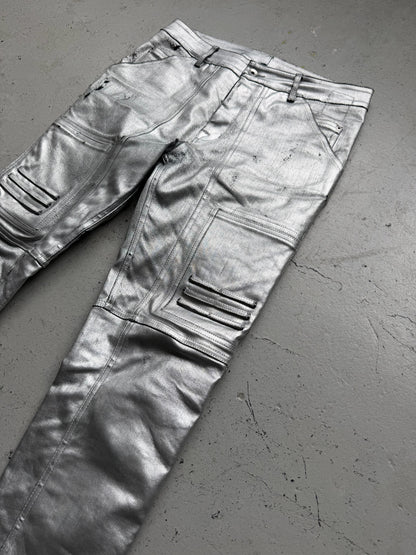 Rick Owens DRKSHDW FW19 Aluminum Waxed Nagakin Jeans (M)