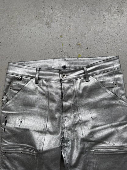 Rick Owens DRKSHDW FW19 Aluminum Waxed Nagakin Jeans (M)