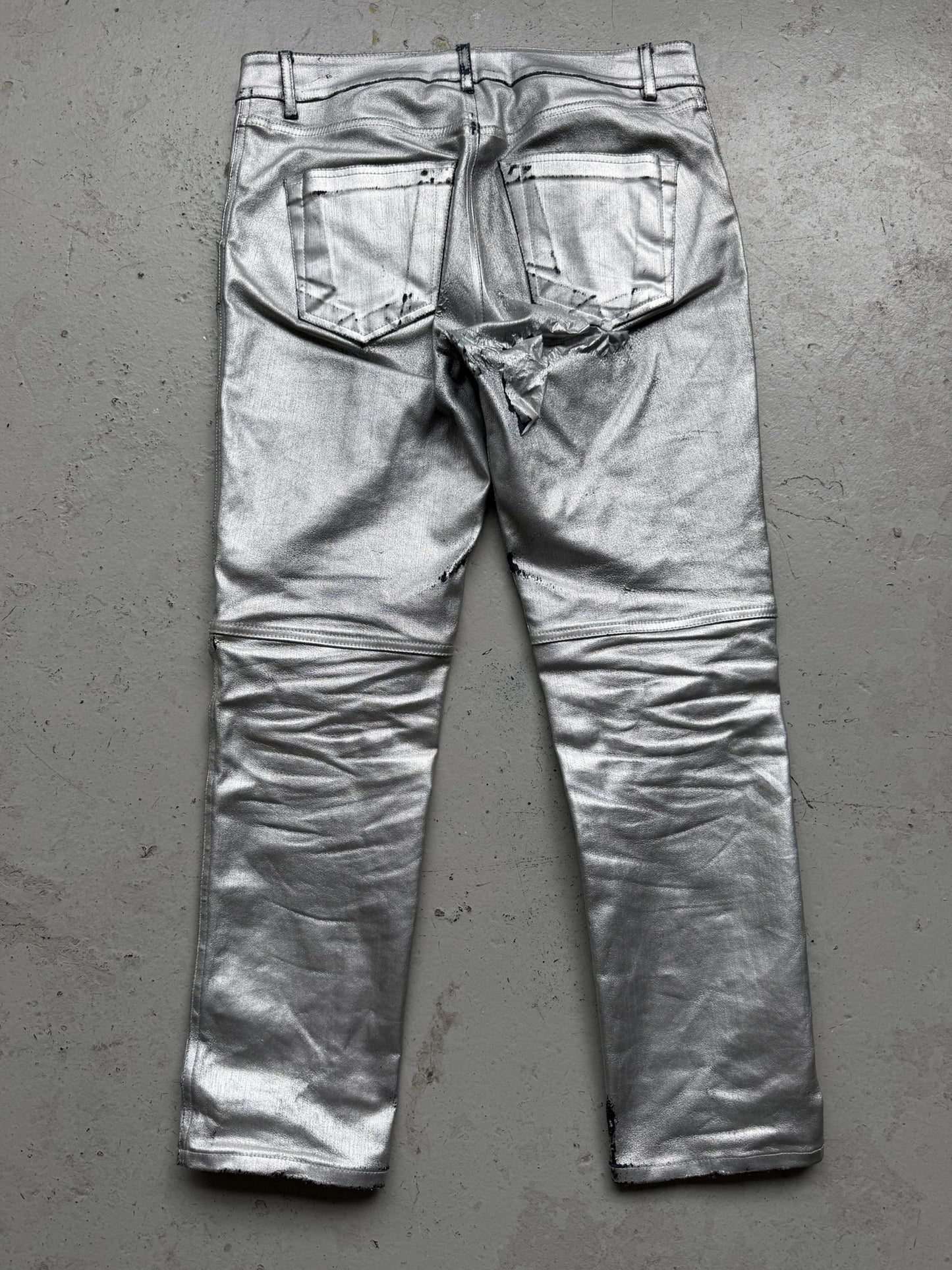 Rick Owens DRKSHDW FW19 Aluminum Waxed Nagakin Jeans (M)