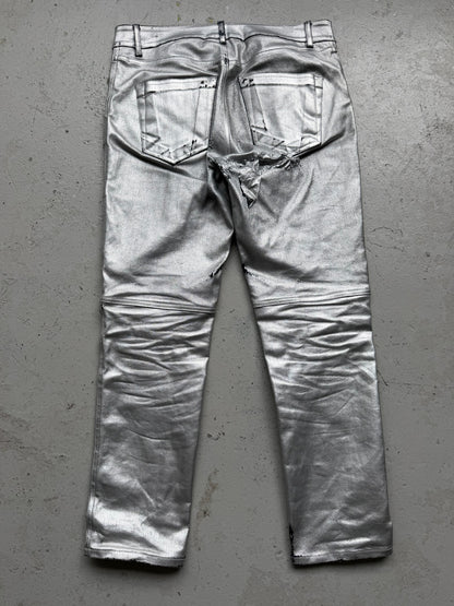 Rick Owens DRKSHDW FW19 Aluminum Waxed Nagakin Jeans (M)