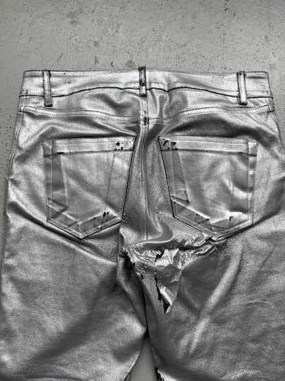 Rick Owens DRKSHDW FW19 Aluminum Waxed Nagakin Jeans (M)