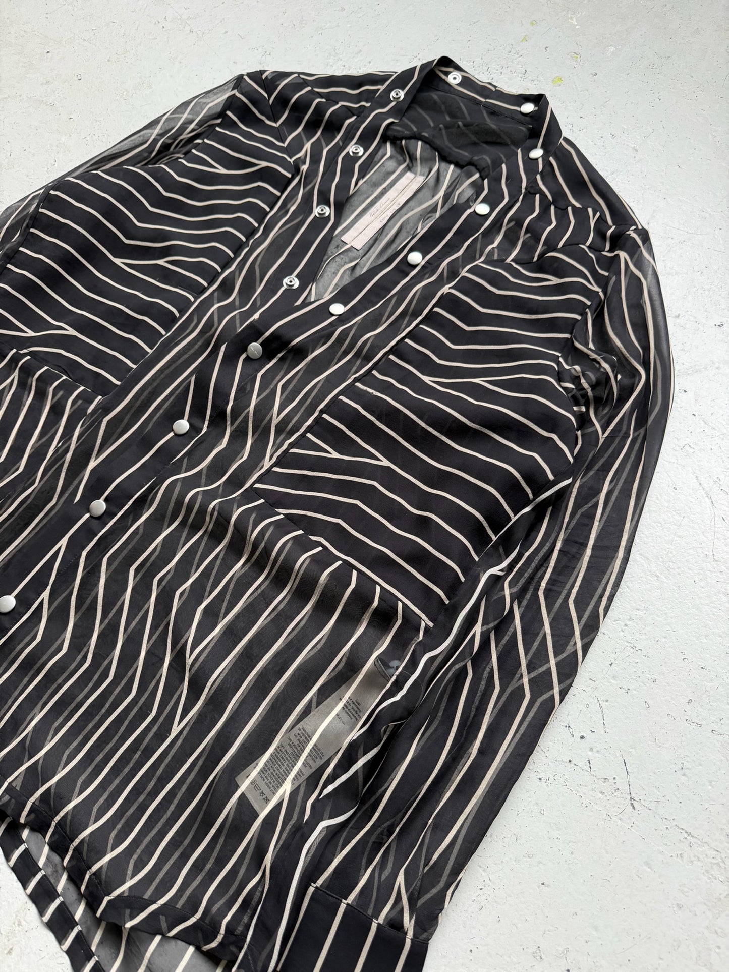 Rick Owens SS23 EDFU Fog Pocket Silk Striped Larry Shirt (46)