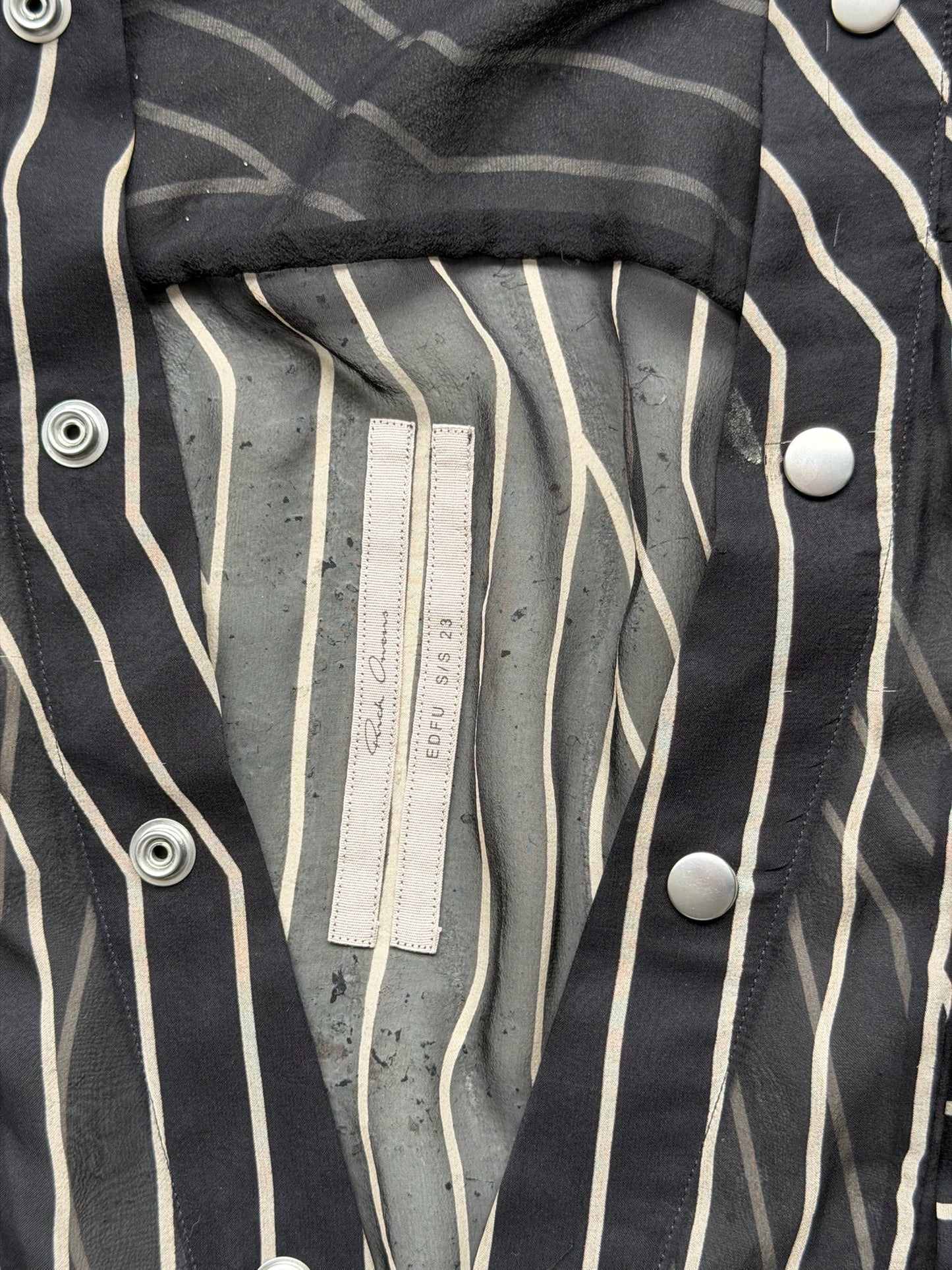 Rick Owens SS23 EDFU Fog Pocket Silk Striped Larry Shirt (46)
