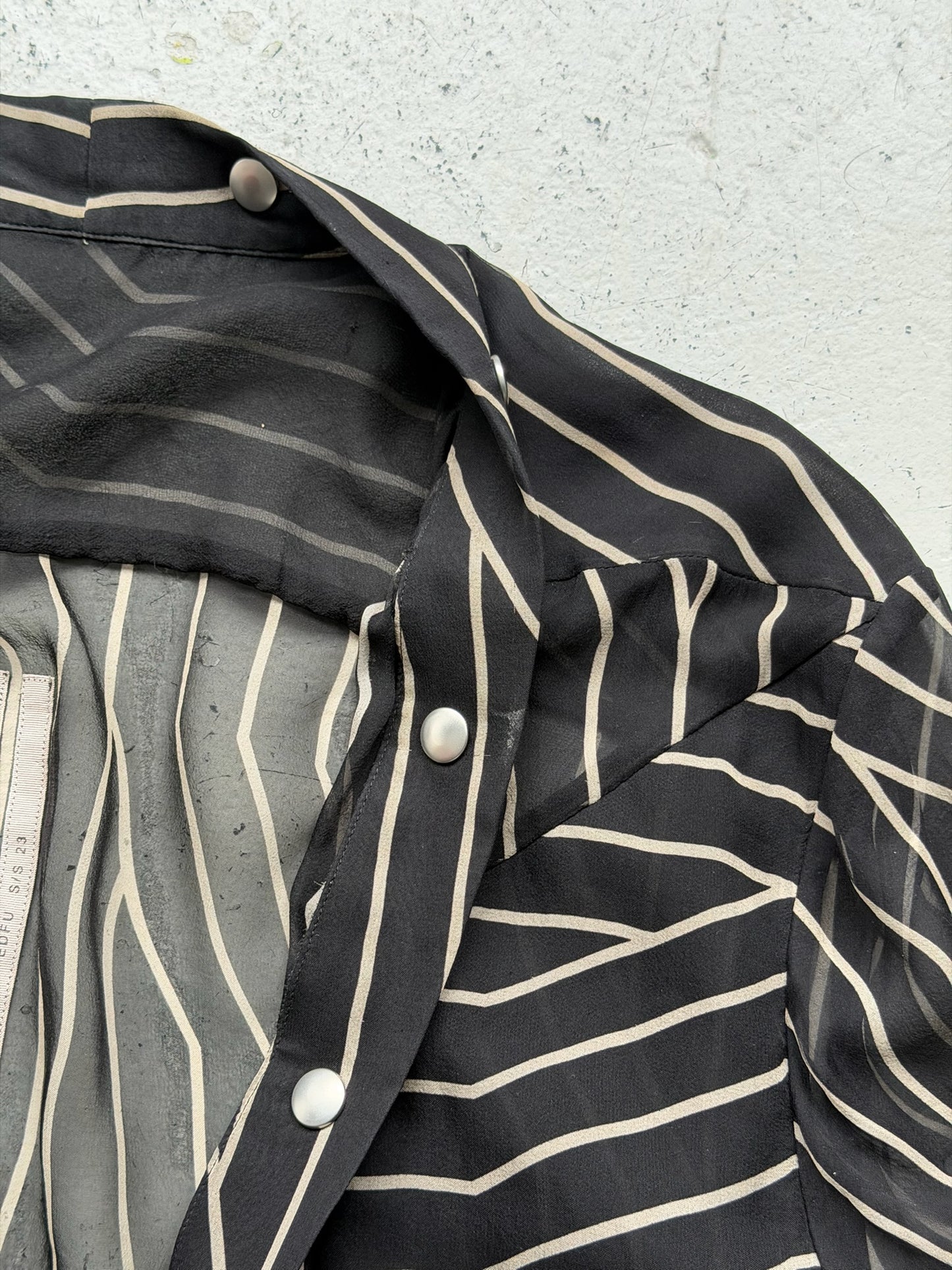 Rick Owens SS23 EDFU Fog Pocket Silk Striped Larry Shirt (46)