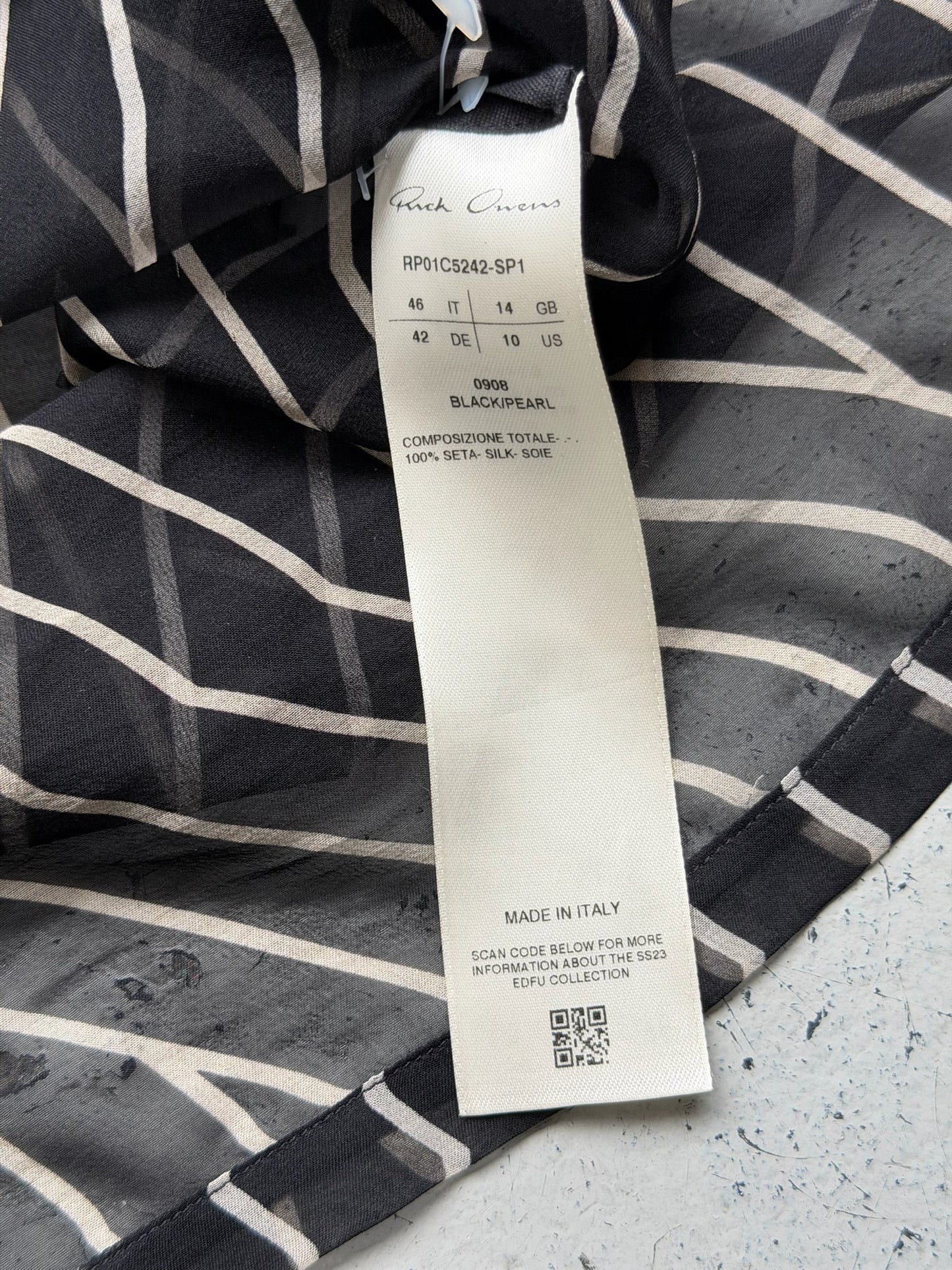 Rick Owens SS23 EDFU Fog Pocket Silk Striped Larry Shirt (46)