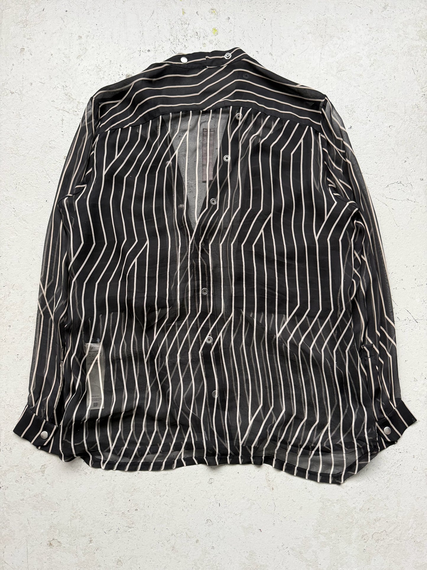 Rick Owens SS23 EDFU Fog Pocket Silk Striped Larry Shirt (46)