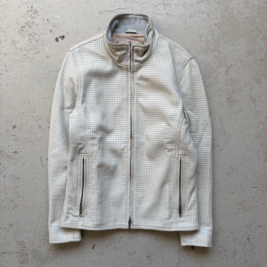 Liugoo Leathers Perforated Grey Leather Jacket (M)