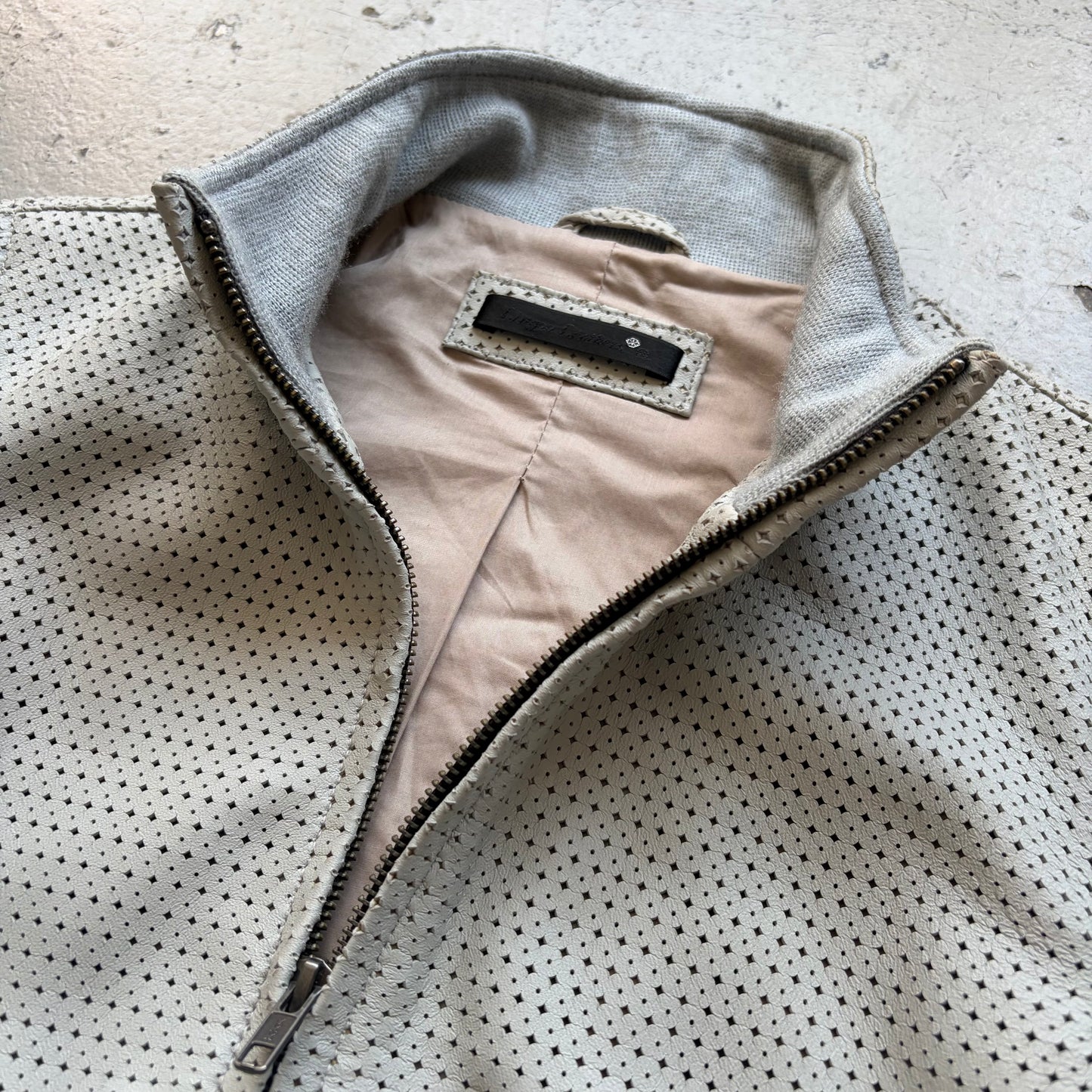 Liugoo Leathers Perforated Grey Leather Jacket (M)