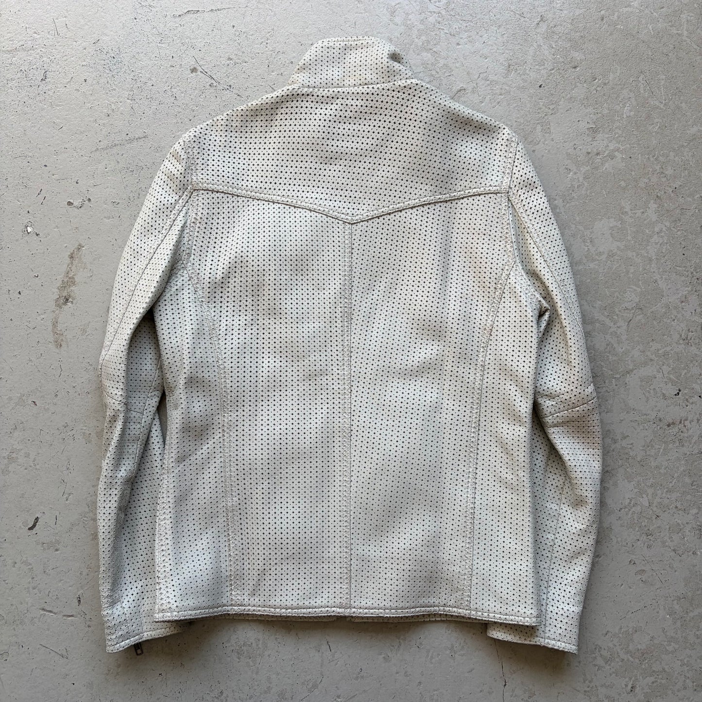 Liugoo Leathers Perforated Grey Leather Jacket (M)