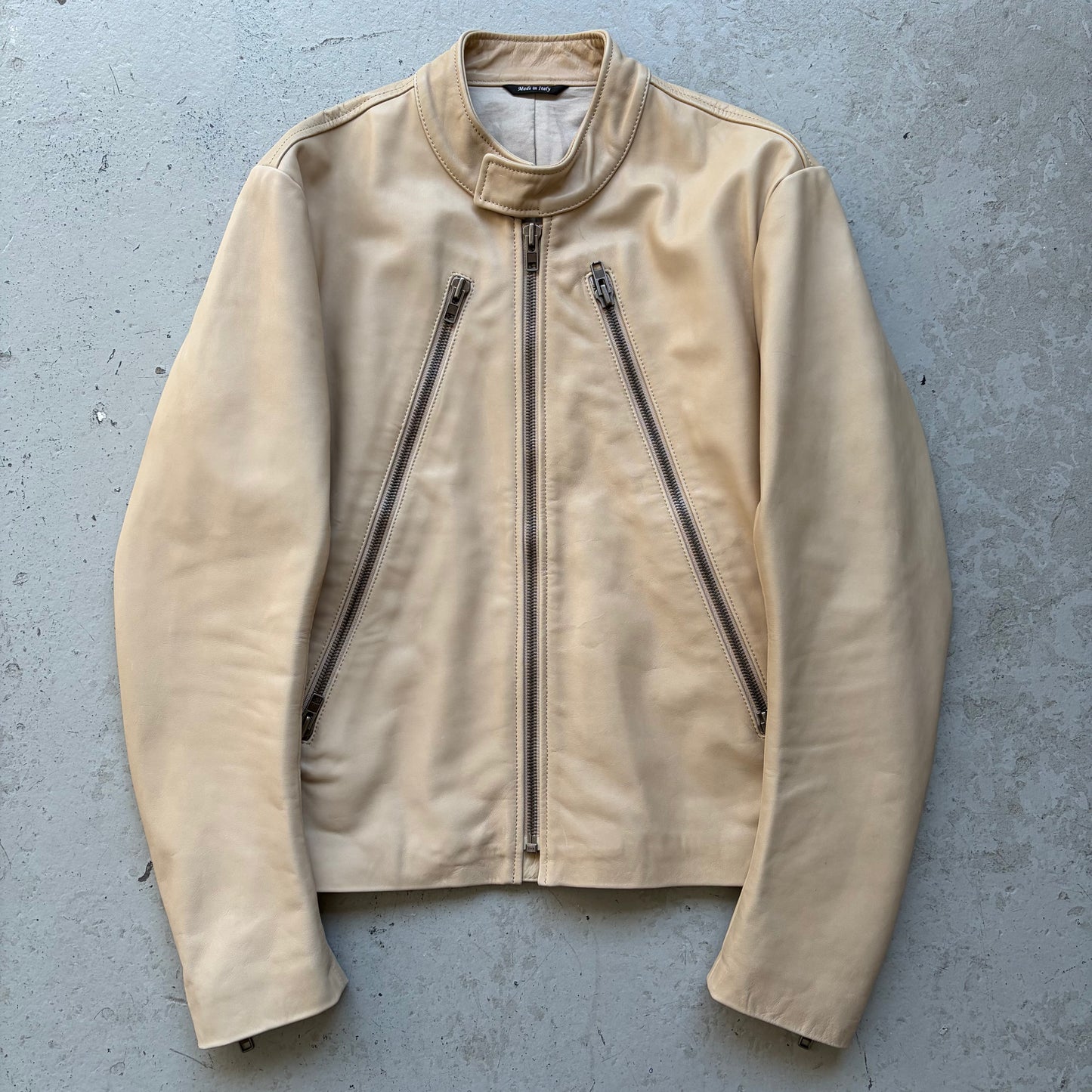 Maison Margiela FW09 Tan 5 Zip Leather Jacket (46)