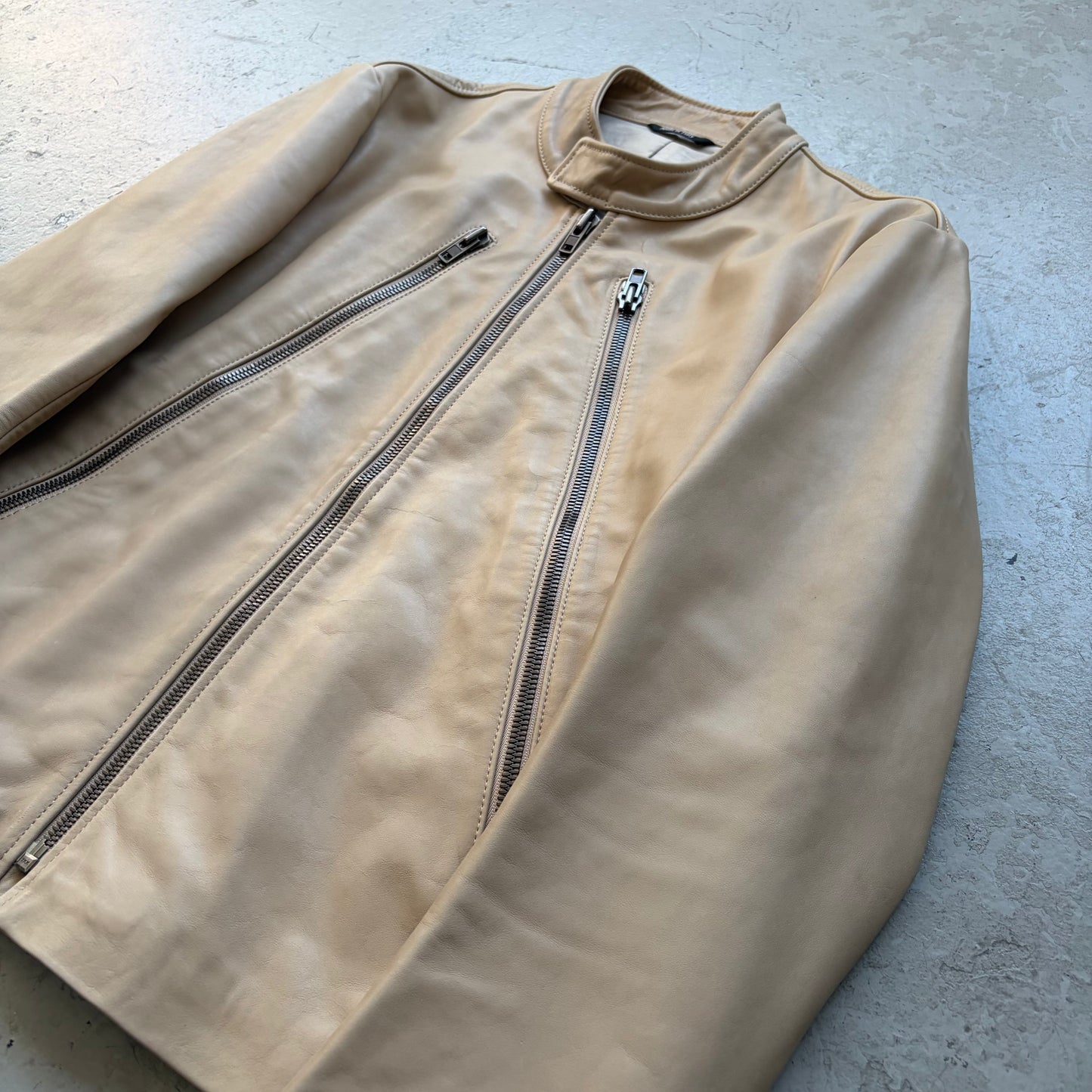 Maison Margiela FW09 Tan 5 Zip Leather Jacket (46)