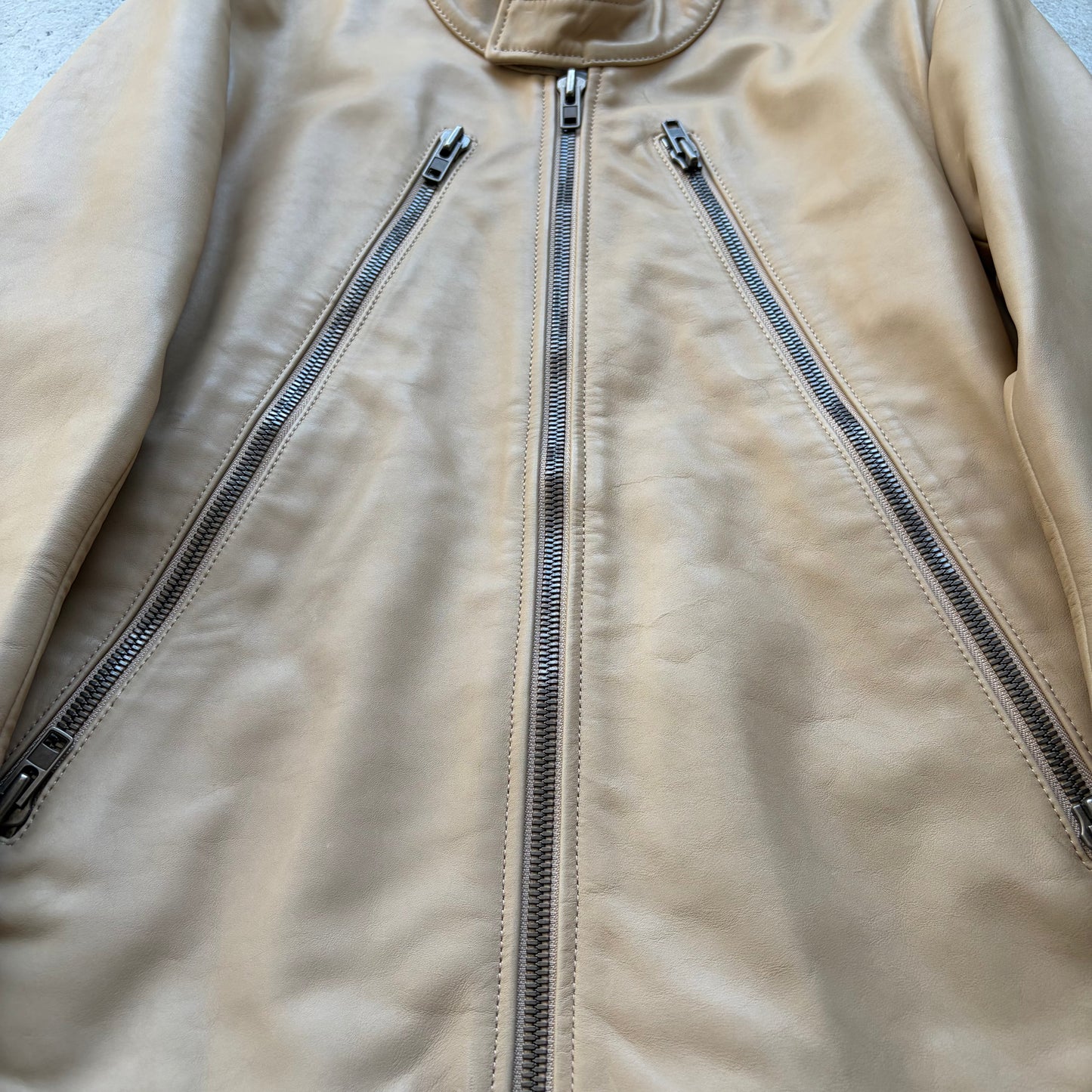 Maison Margiela FW09 Tan 5 Zip Leather Jacket (46)