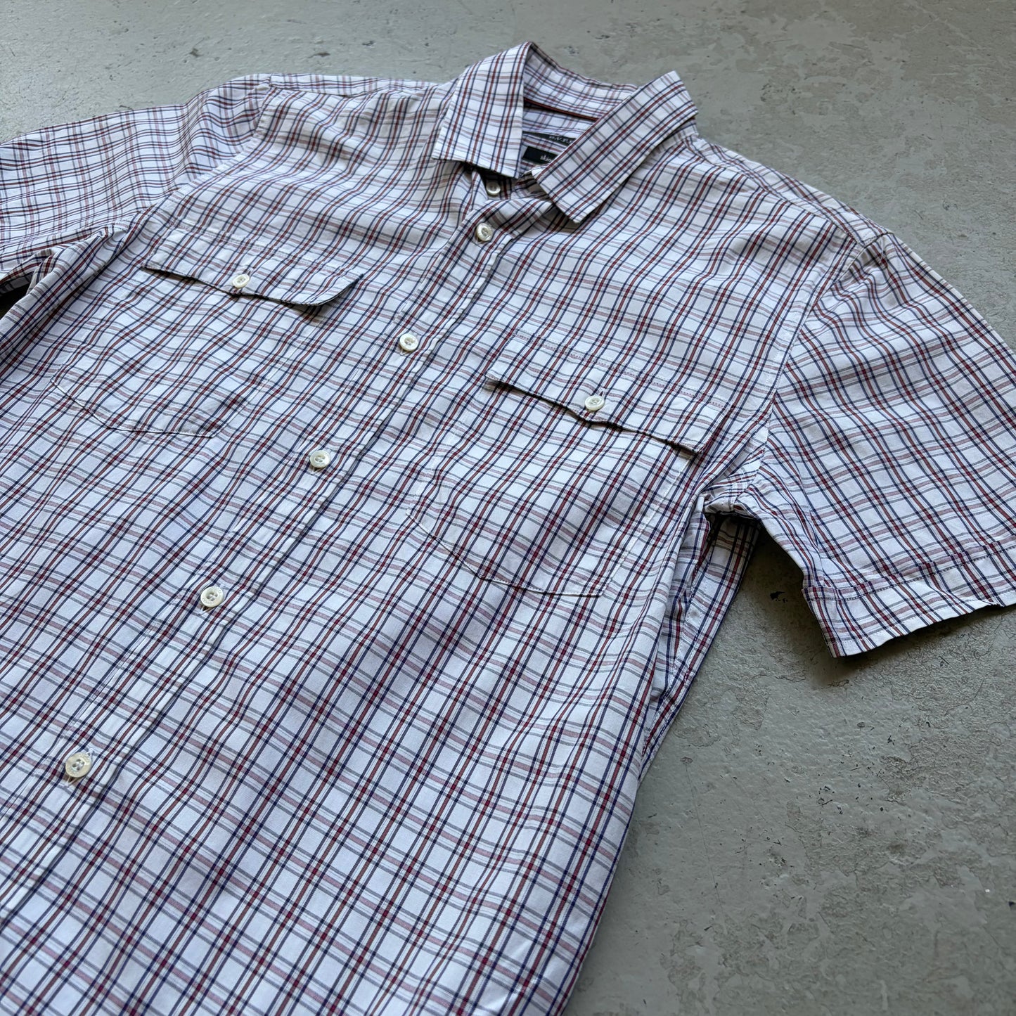 Gucci 2012 Plaid Red & Blue Front Pocket Button Up (38)