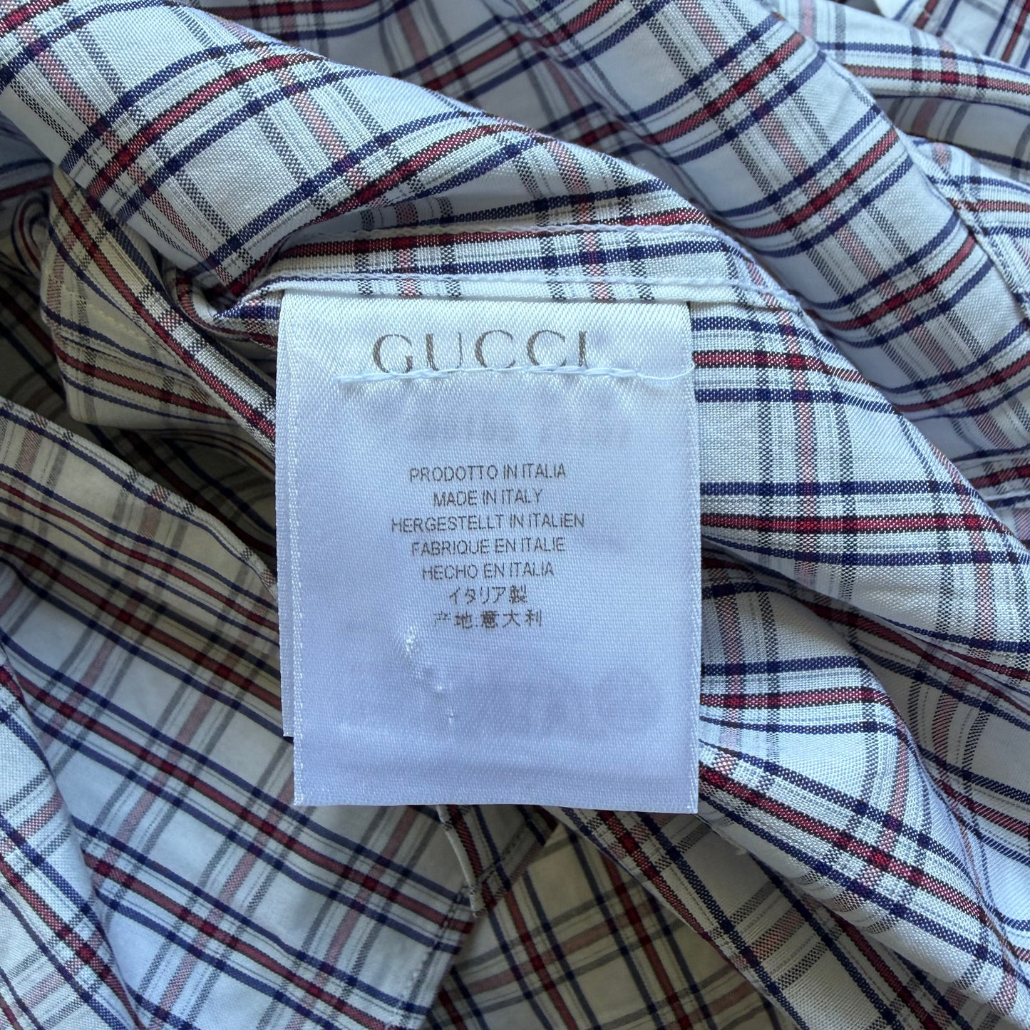 Gucci 2012 Plaid Red & Blue Front Pocket Button Up (38)