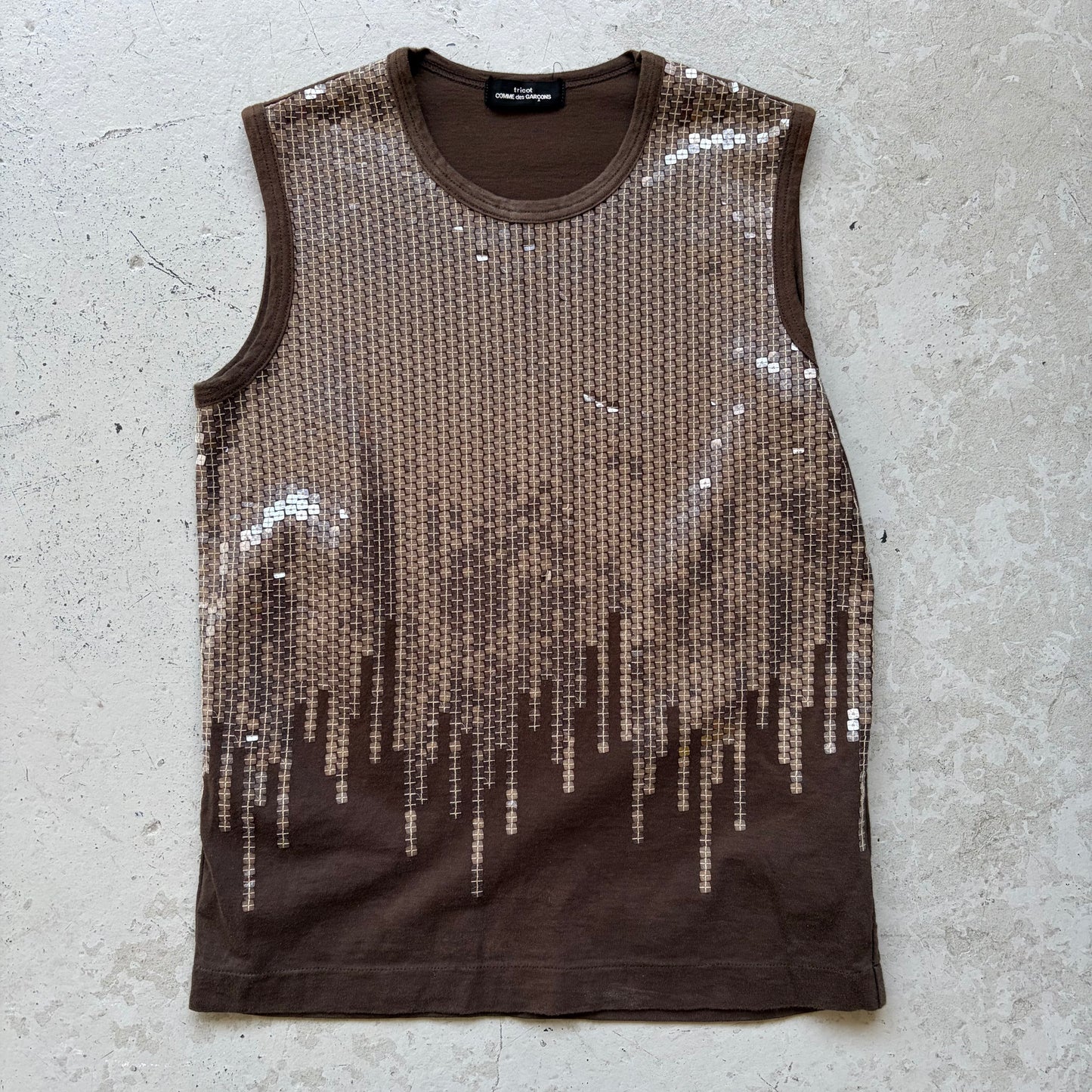 Comme Des Garcons Tricot 2004 Olive Sequin Tank Top (L)