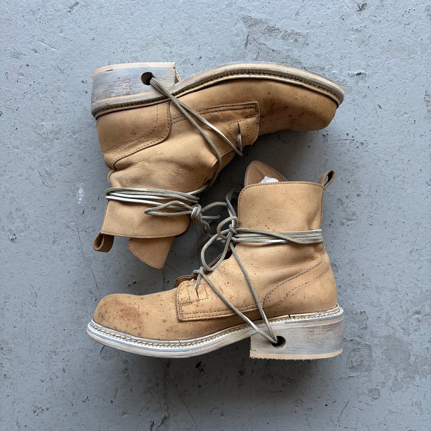 Dirk Bikkembergs 1990's Lace Through Tan Leather Boots (41)
