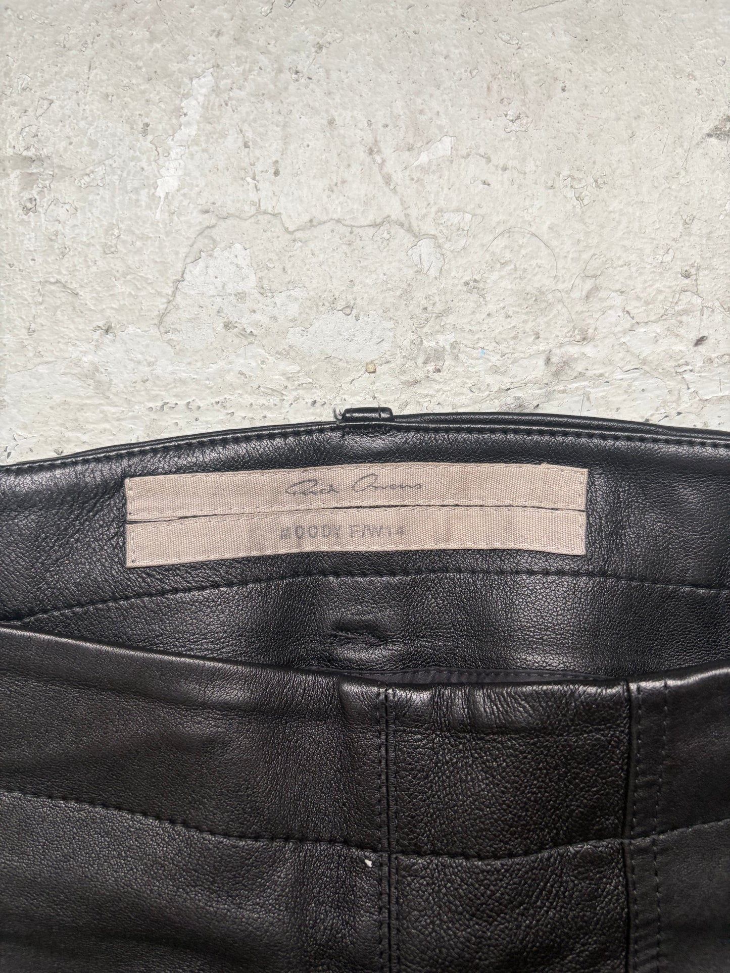 Rick Owens FW14 Moody Leather Aircut Jeans (40)