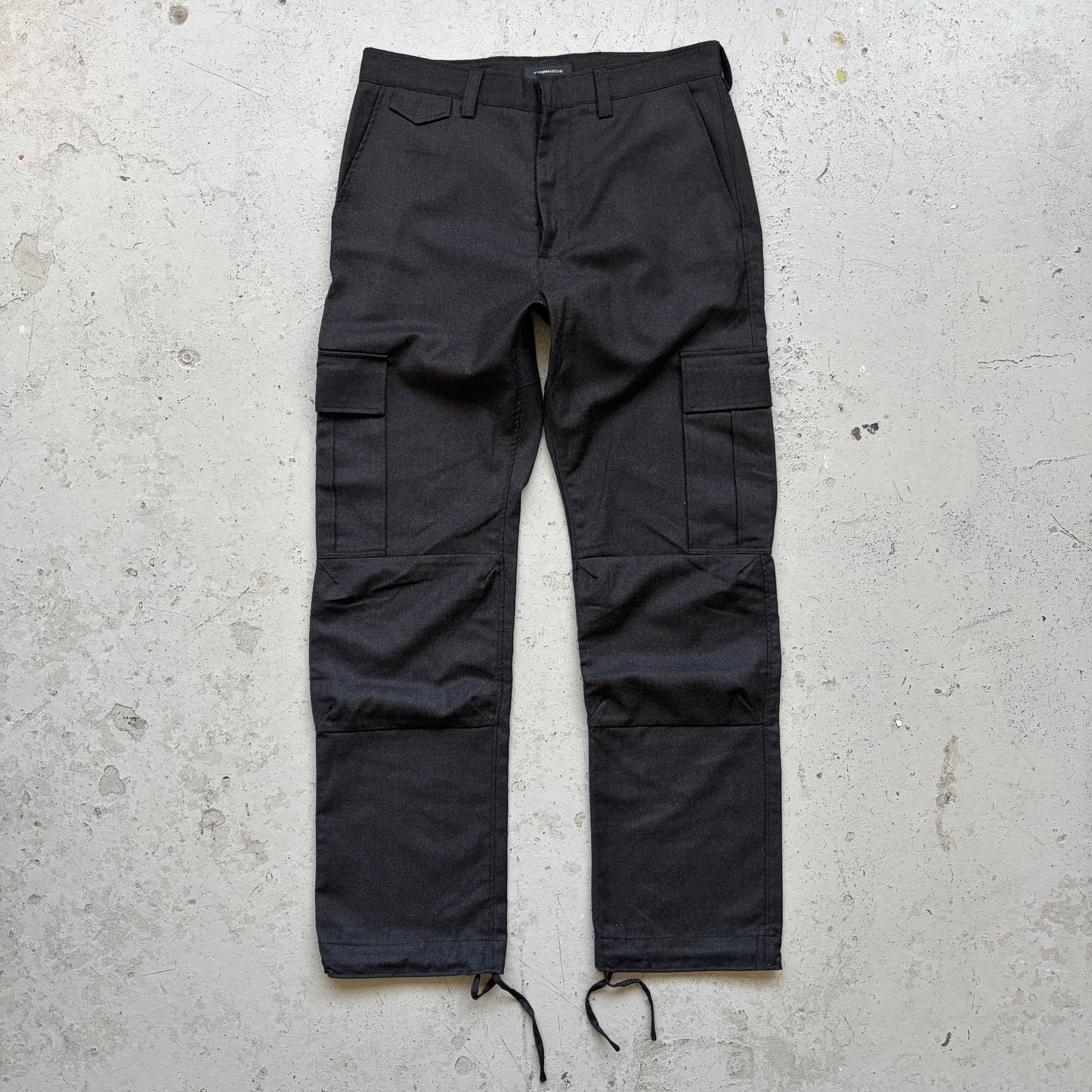 Kris Van Assche Black Wool Cargo Trousers (48)