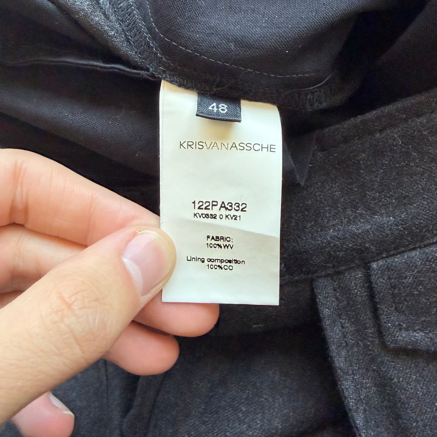 Kris Van Assche Black Wool Cargo Trousers (48)