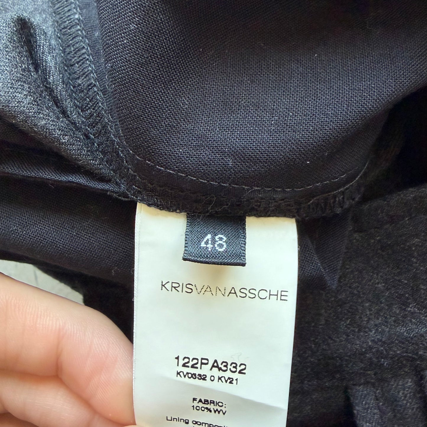 Kris Van Assche Black Wool Cargo Trousers (48)