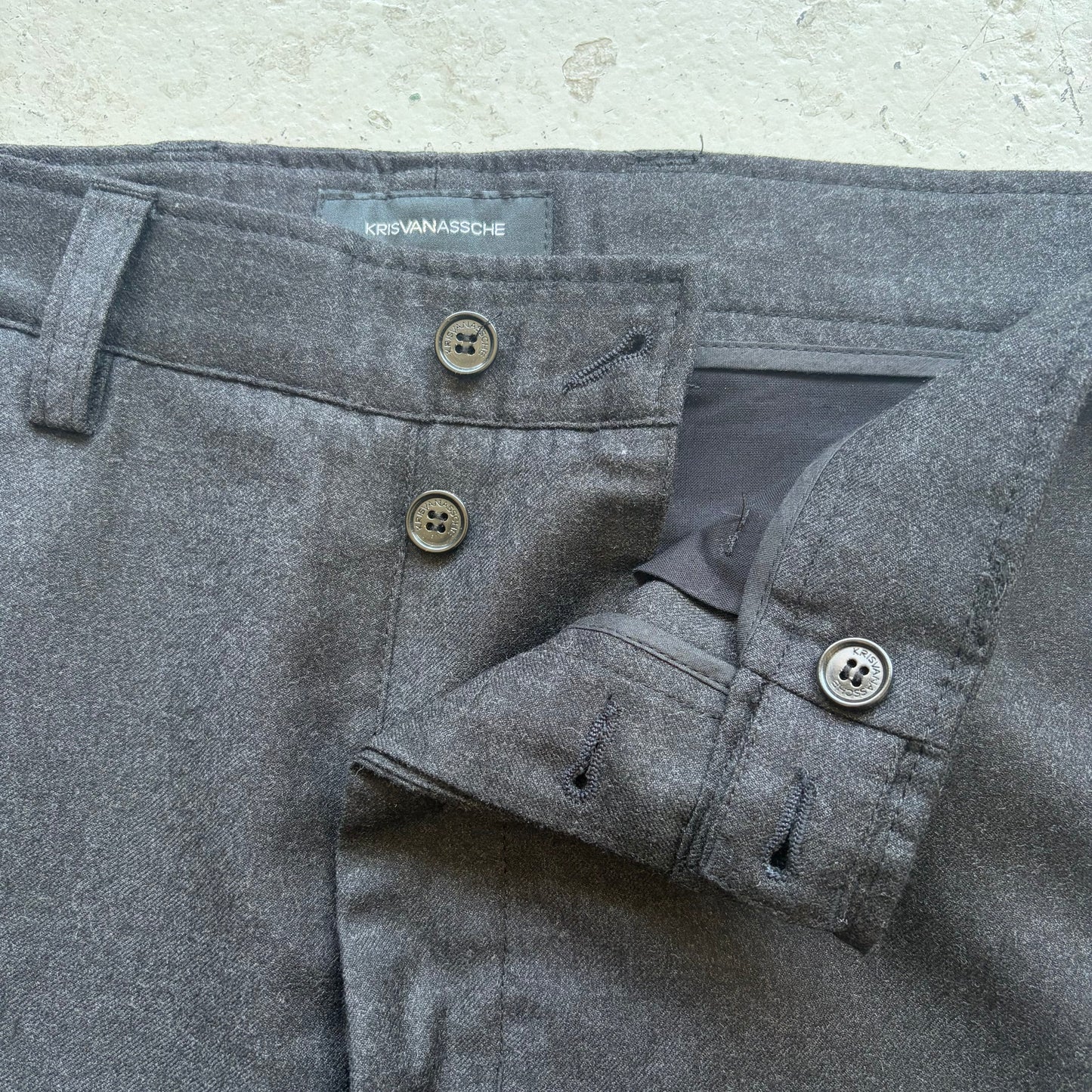 Kris Van Assche Black Wool Cargo Trousers (48)