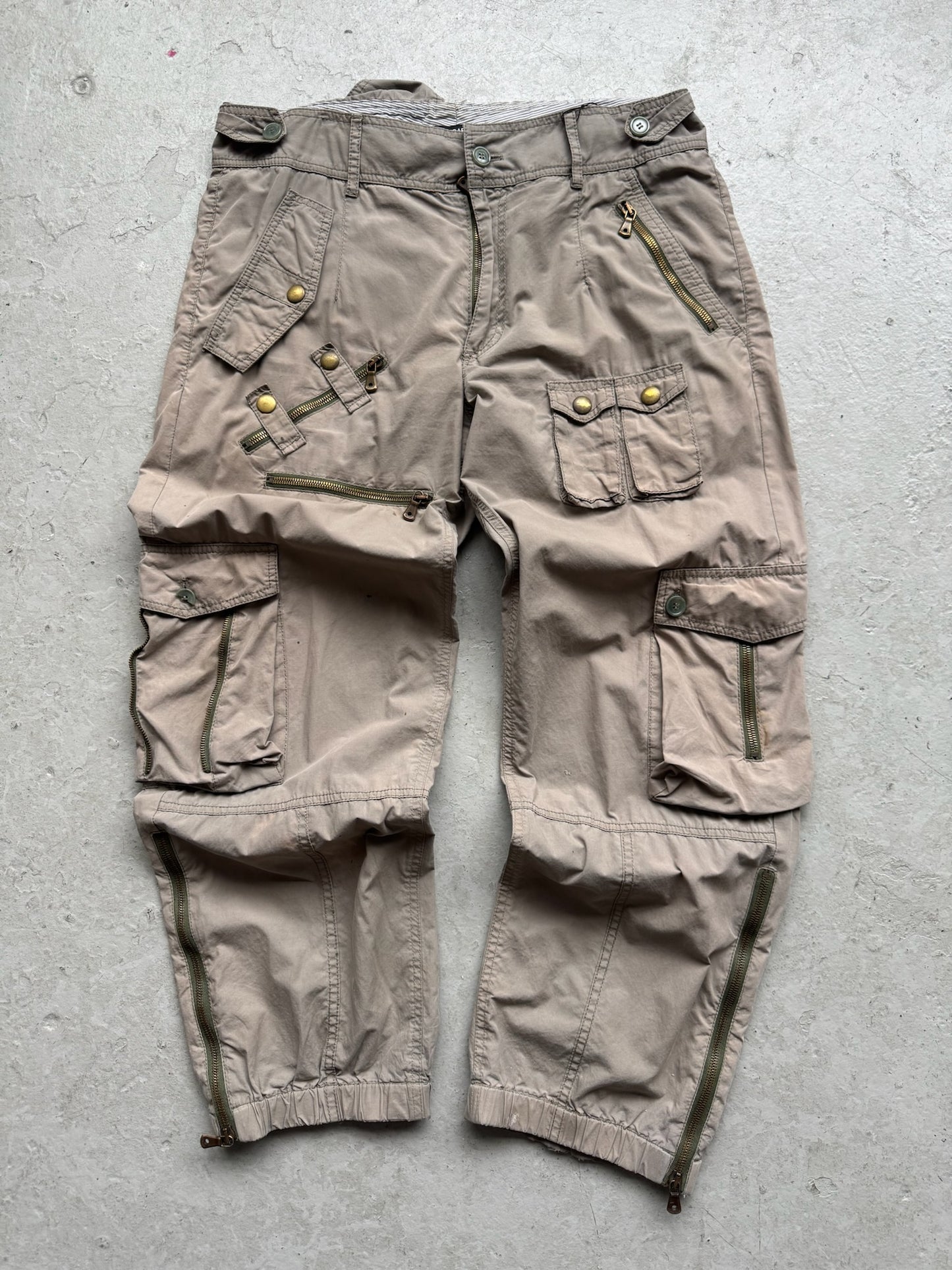 Dolce & Gabbana 2000's Olive Multi Pocket Cargo Pants (52)