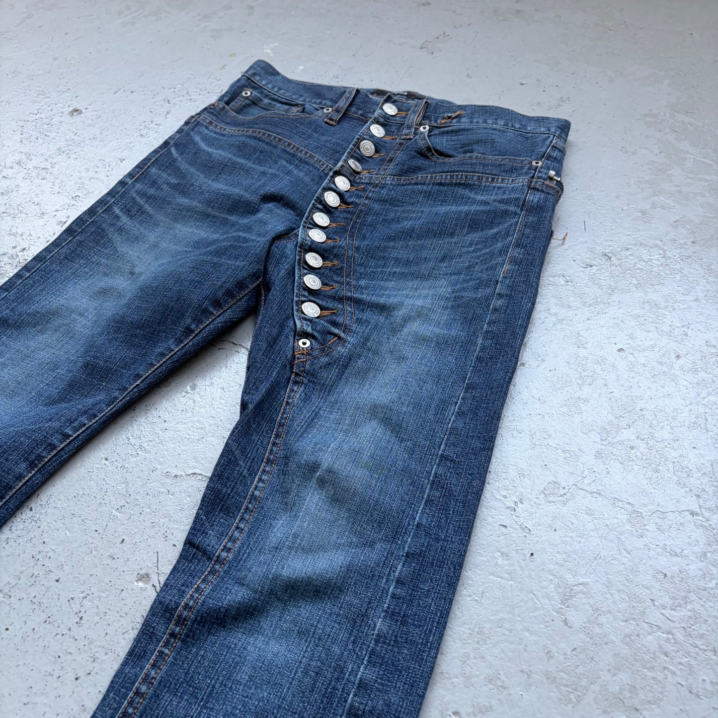 Cabane De Zucca Asymmetrical Button Denim (M)