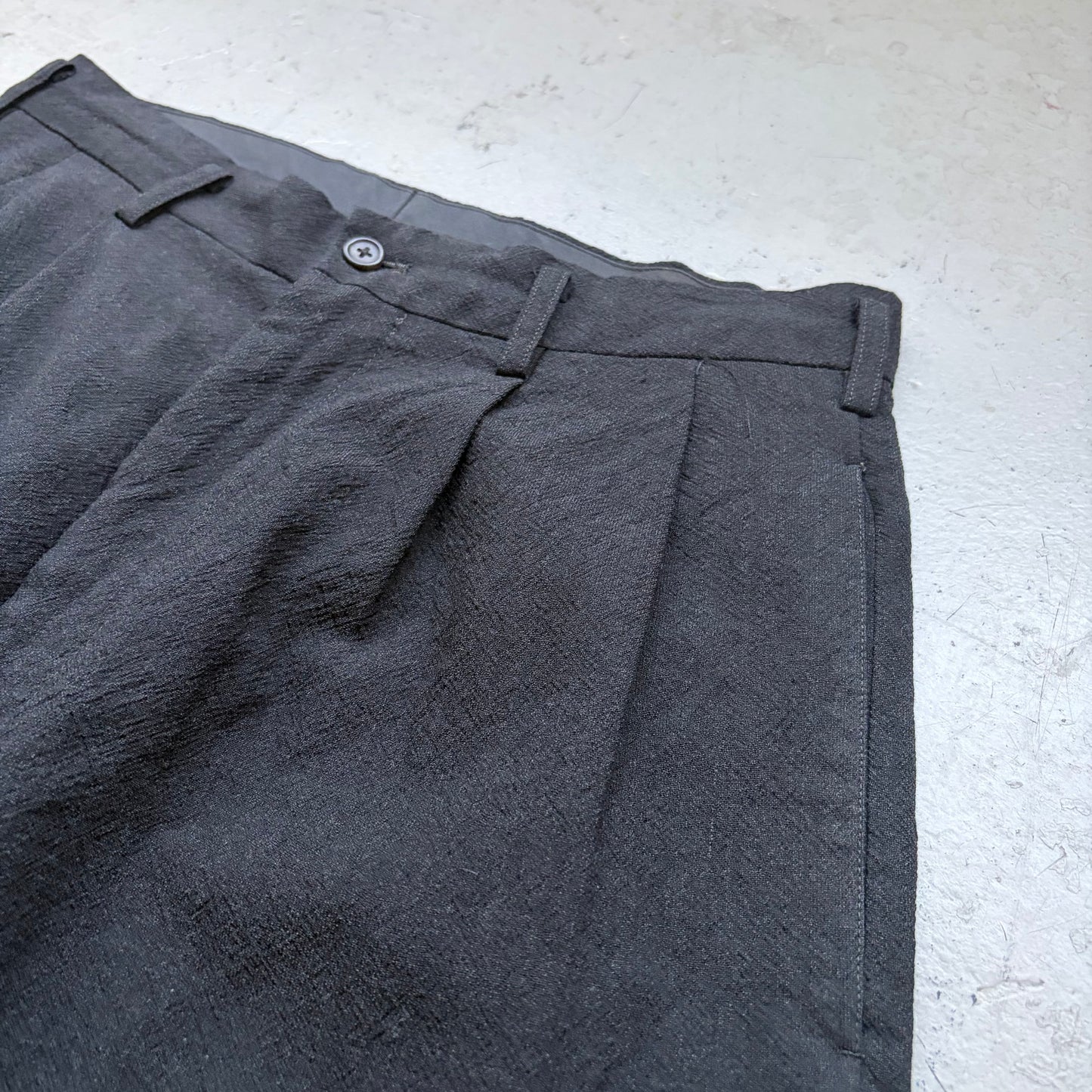 Yohji Yamamoto Y's For Mens Textured Black Trousers (M)
