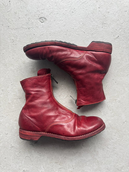 Guidi 210 Front Zip Red Soft Horse Leather Boots (40)