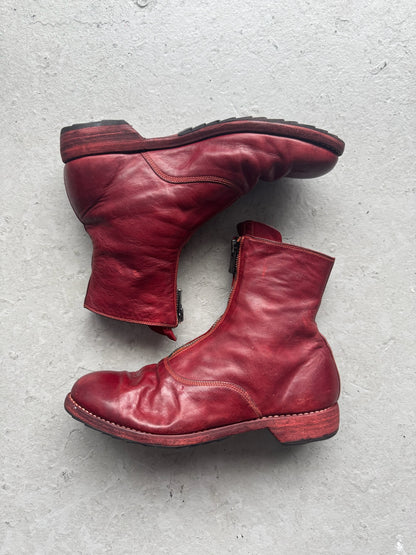 Guidi 210 Front Zip Red Soft Horse Leather Boots (40)