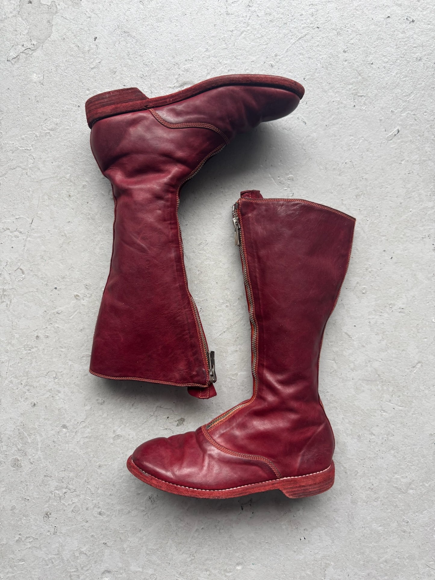 Guidi 410 Front Zip Red Soft Horse Leather Boots (36.5)