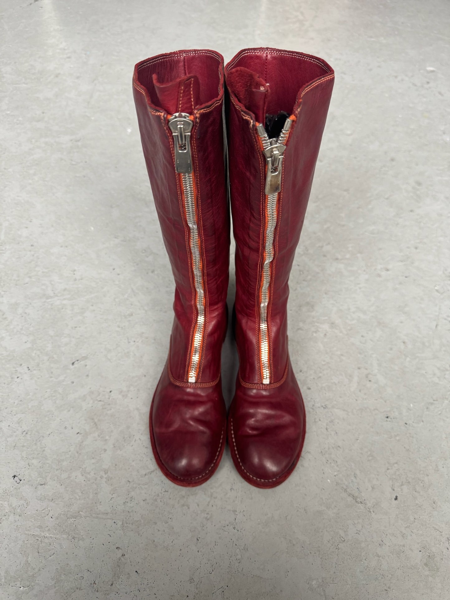 Guidi 410 Front Zip Red Soft Horse Leather Boots (36.5)