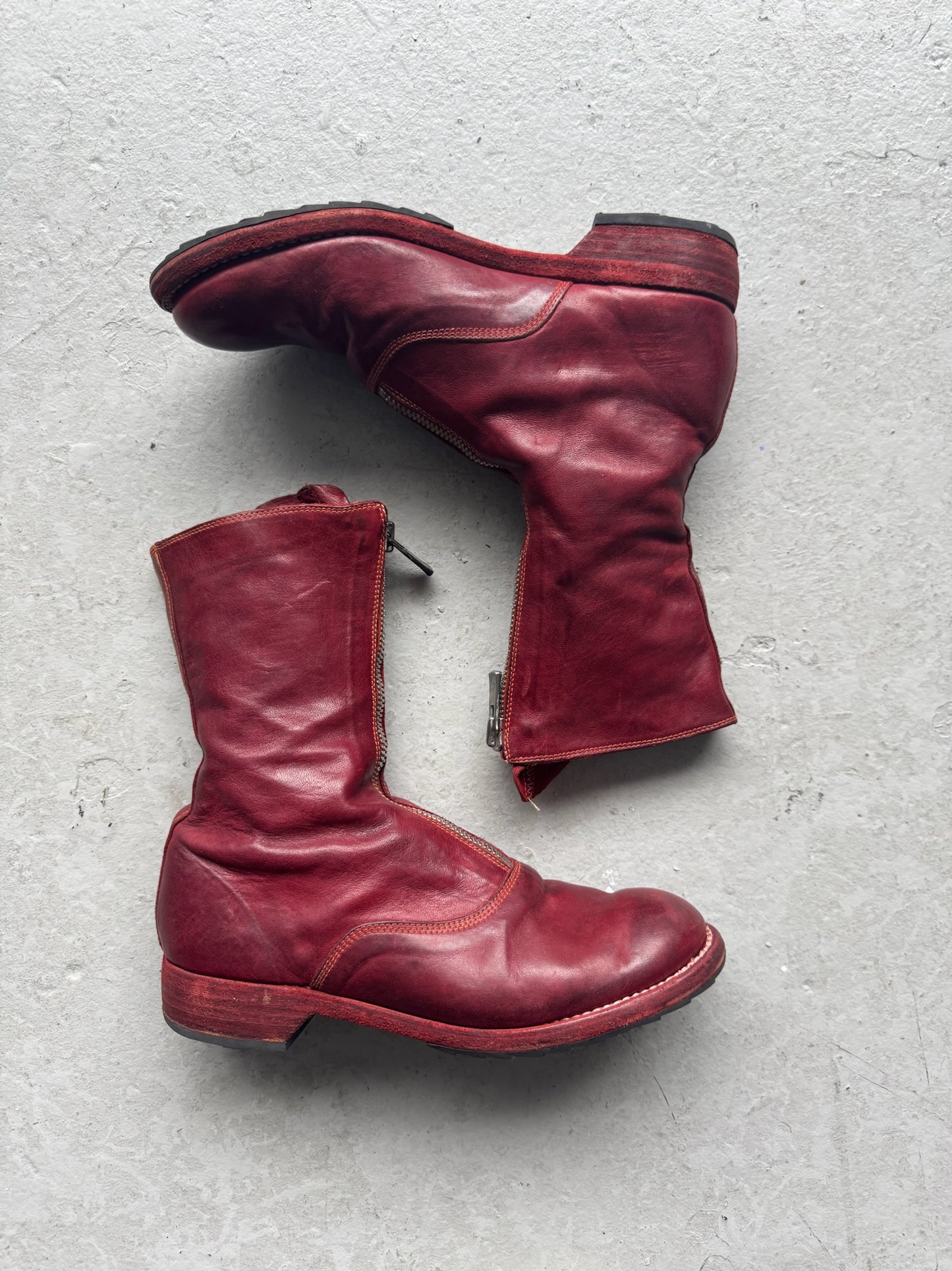 Guidi 310 Red Front Zip Soft Horse Leather Soled Boots (37)