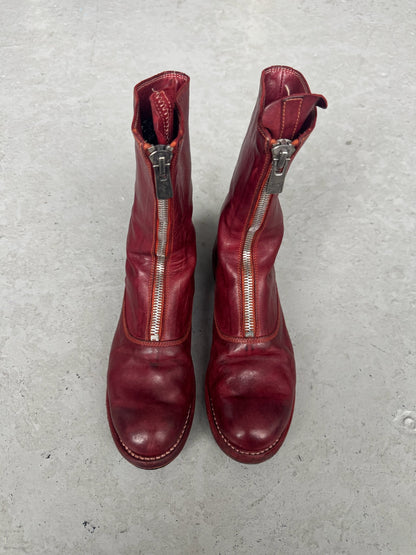 Guidi 310 Red Front Zip Soft Horse Leather Soled Boots (37)